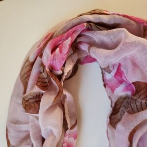 2pk of Infinity Scarfs - Floral Pink/Brown & Solid Pink